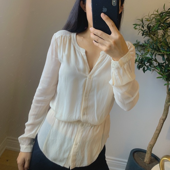 Babaton Tops - Babaton by Aritzia 100% Silk Ivory Blouse Size XS New
